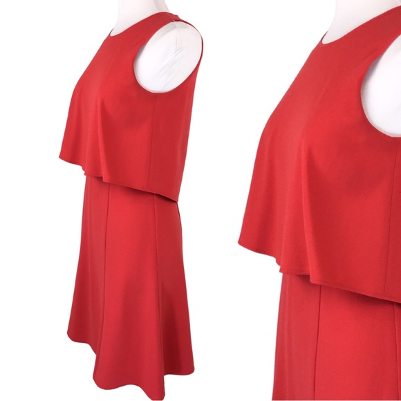 BCBGMaxAzria Mode Orange Coral Mod Tiered Open Back Retro Swing Dress size 6 - Picture 3 of 14